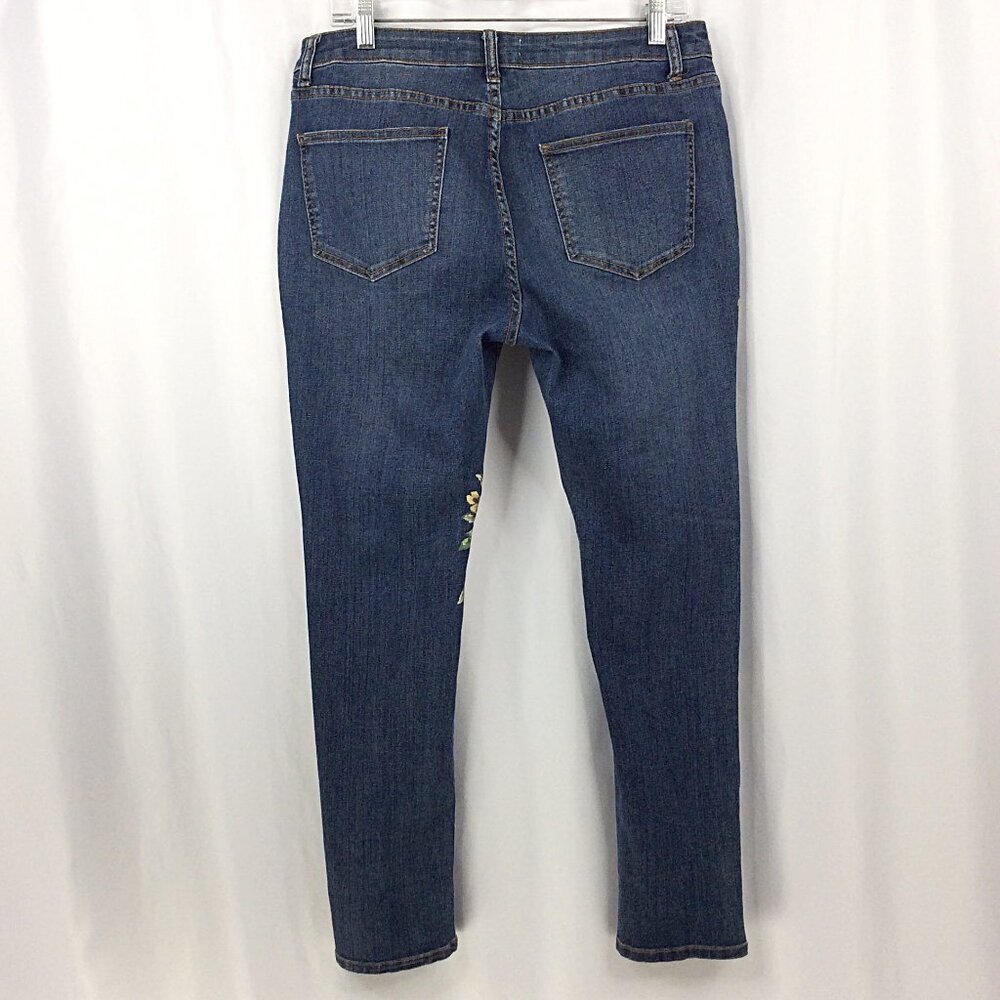 Angel Kiss Floral Jeans Womens Size 13 Mid Rise Distressed Denim - Picture 2 of 8